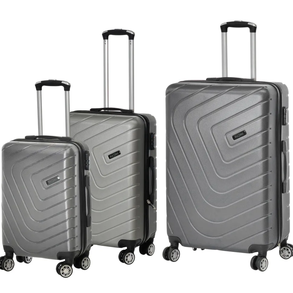 Set 3 Trolley Semirigido Grigio in ABS con 4 ruote