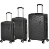 Set 3 Trolley Semirigido in ABS con 4 ruote Nero