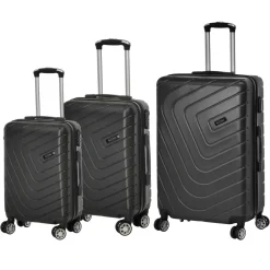 Set 3 Trolley Semirigido in ABS con 4 ruote Nero