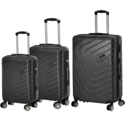 Set 3 Trolley Semirigido in ABS con 4 ruote Nero
