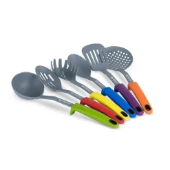 Set Utensili da Cucina in Nylon con Stand Grigio 7 Pezzi