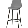 Sgabello Alto tessuto in Lino Grigio
