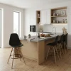 Sgabello Nordica in Polipropilene Nera con gambe in legno