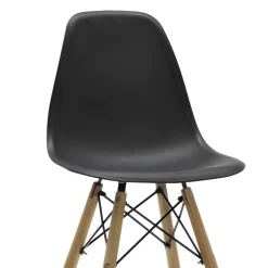 Sgabello Nordica in Polipropilene Nera con gambe in legno