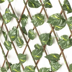 Siepe Artificiale Estensibile con foglie di Epipremnum Aureum Verde h100x190 cm
