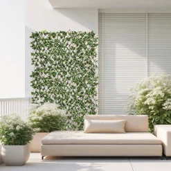 Siepe Artificiale Estensibile Foglie di Mirto Cerato h90x180 cm
