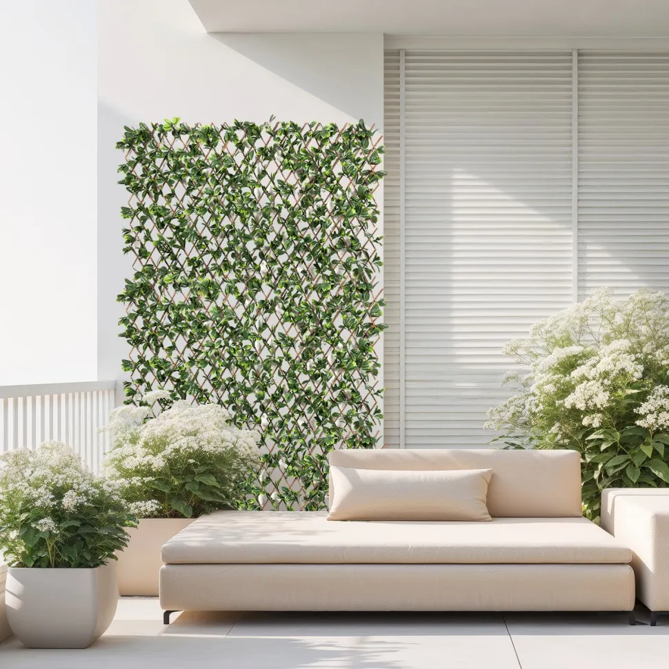 Siepe Artificiale Estensibile Foglie di Mirto Cerato h90x180 cm