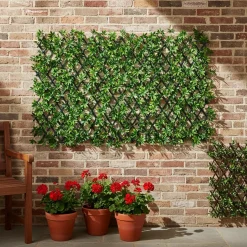 Siepe Artificiale Estensibile con foglie di Schefflera Verde h28x280 cm