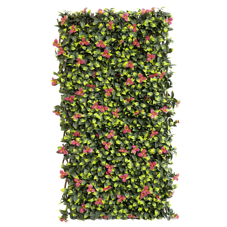 Siepe Artificiale Estensibile Foglie con Fiori h90x180 cm