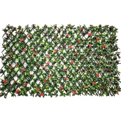 Siepe Artificiale Estensibile Foglie con Fiori h90x180 cm