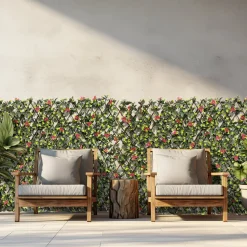 Siepe Artificiale Estensibile Foglie con Fiori h90x180 cm