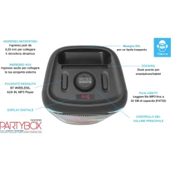 Speaker Bluetooth Altoparlante Partybox DJX501B Luci RGB