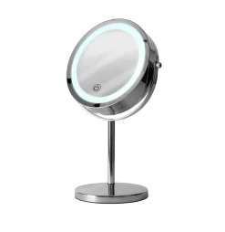 Specchio Luminoso LED Touch da Tavolo 3x in Metallo e Vetro