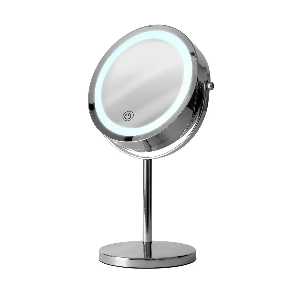 Specchio Luminoso LED Touch da Tavolo 3x in Metallo e Vetro