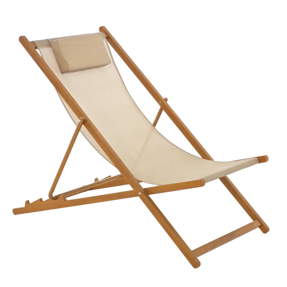 Spiaggina con Cuscino in Alluminio Effetto Legno con Tessuto Tortora h85x107x61,5 cm