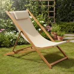 Spiaggina con Cuscino in Alluminio Effetto Legno con Tessuto Tortora h85x107x61,5 cm