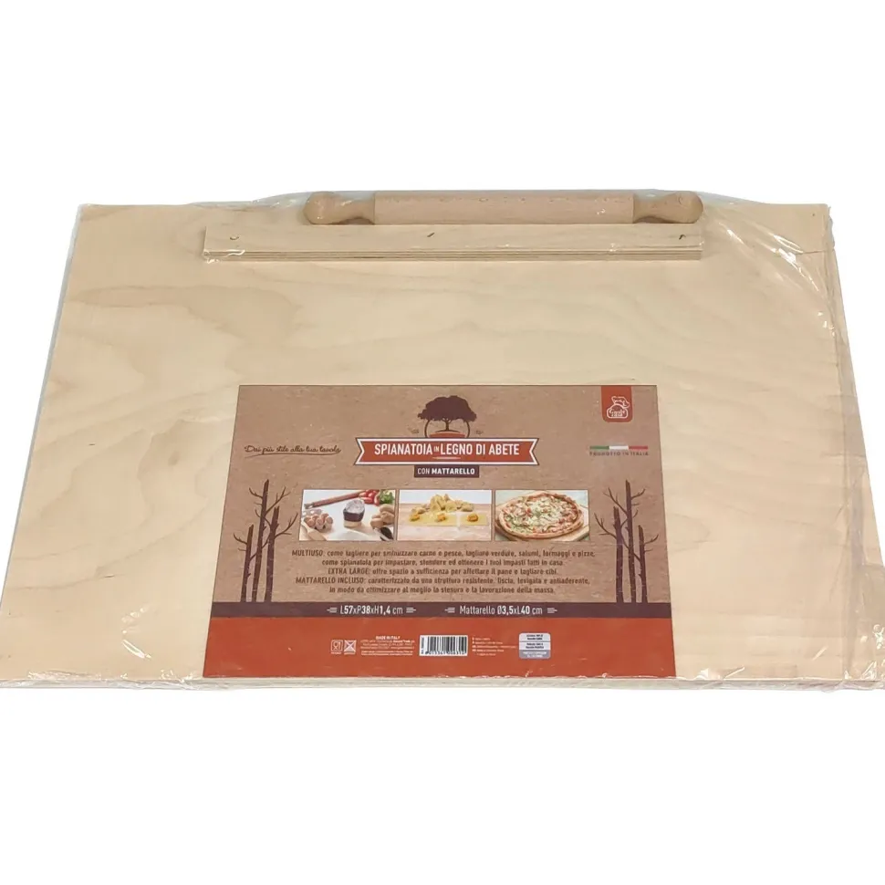 Spianatoia in legno di abete con matterello
