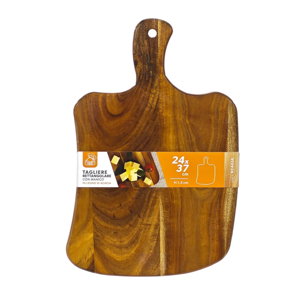 Tagliere Rettangolare con manico in Legno di Acacia 24x37 cm