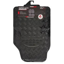 Tappetini Auto Universali in Pvc e alluminio Nero set 4 pezzi