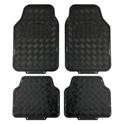 Tappetini Auto Universali in Pvc e alluminio Nero set 4 pezzi