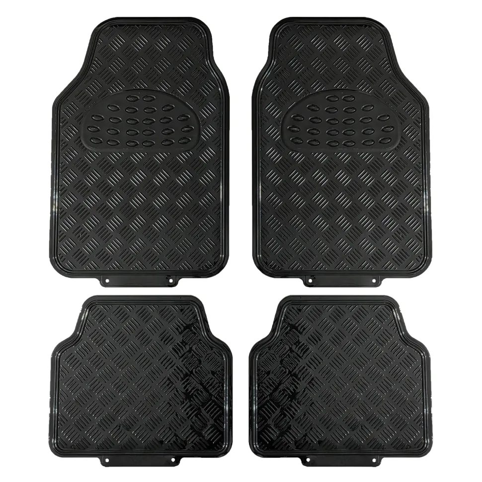 Tappetini Auto Universali in Pvc e alluminio Nero set 4 pezzi