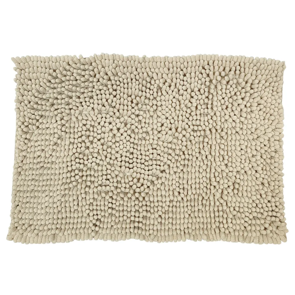 Tappeto Bagno in Ciniglia Beige 80x50 cm