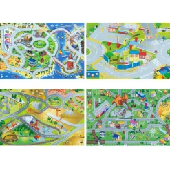 Tappeto Gioco con 4 automobiline e accessori 120x80 cm