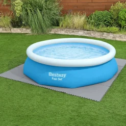 Tappeto Sotto Piscina Componibile Grigio 78x78 cm