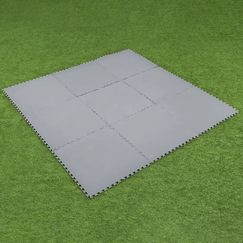 Tappeto Sotto Piscina Componibile Grigio 78x78 cm