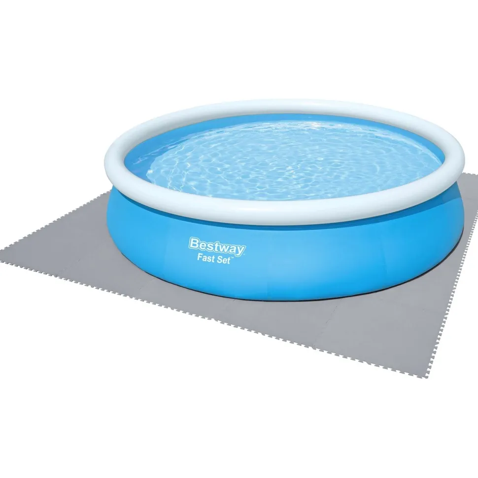 Tappeto Sotto Piscina Componibile Grigio 78x78 cm