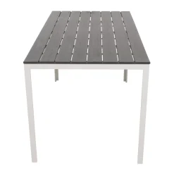 Tavolo da giardino in acciaio Bianco con Doghe Effetto Legno Antracite