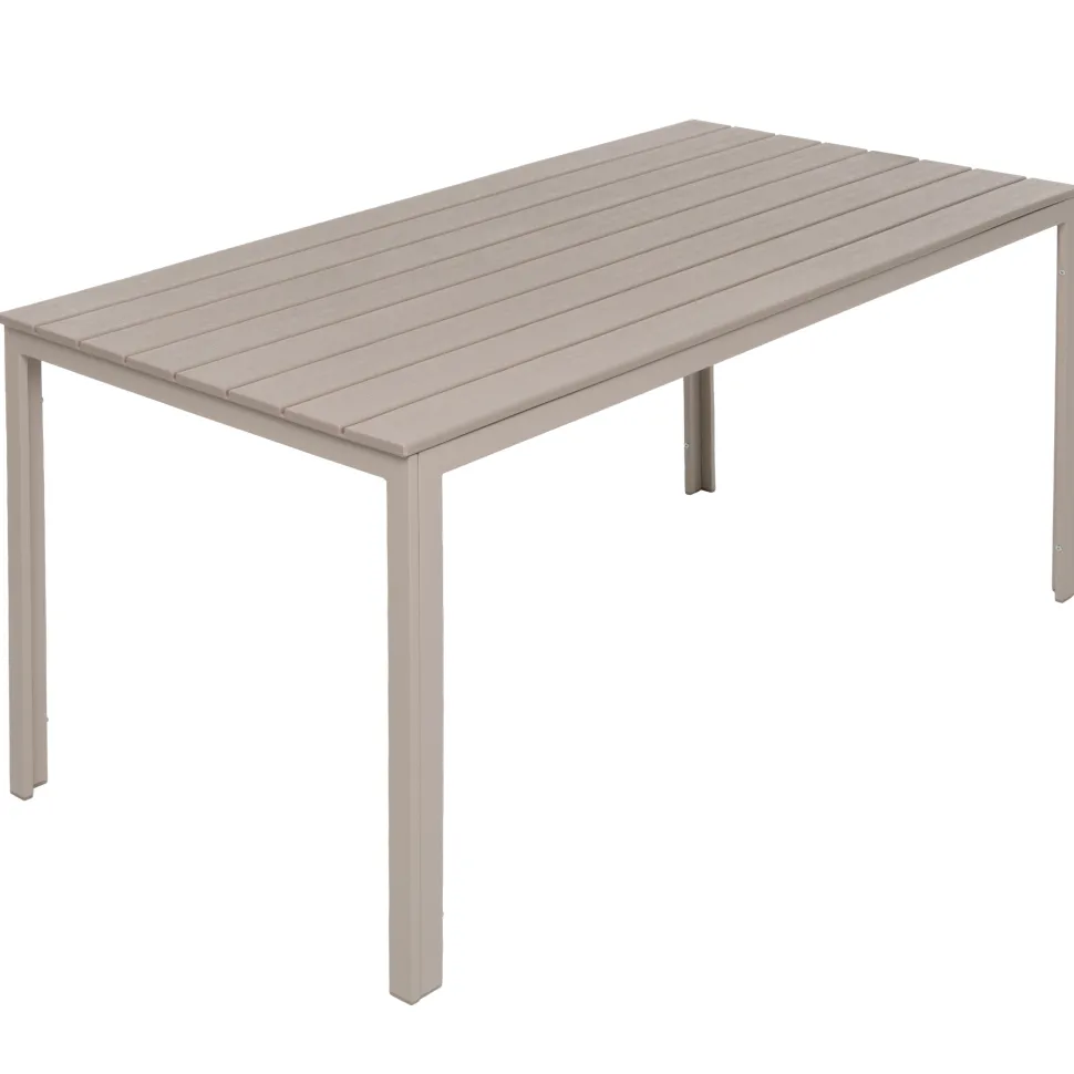 Tavolo da giardino in acciaio Beige con Doghe Effetto Legno Tortora