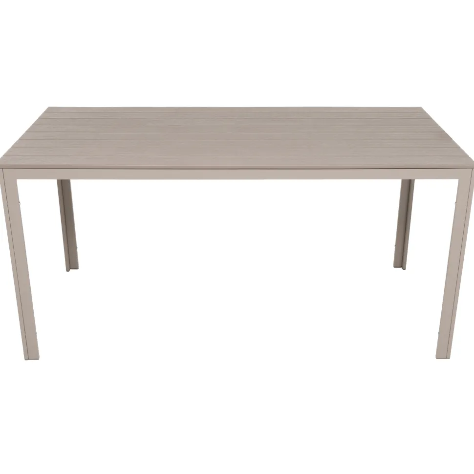 Tavolo da giardino in acciaio Beige con Doghe Effetto Legno Tortora