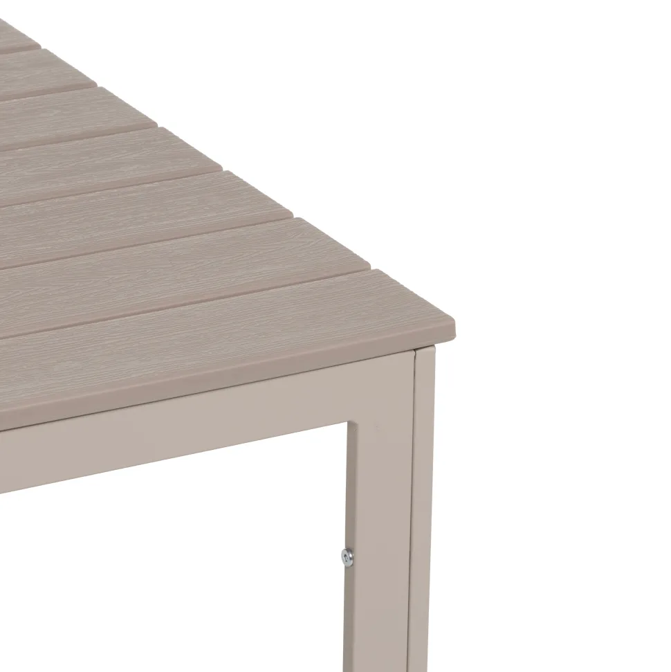 Tavolo da giardino in acciaio Beige con Doghe Effetto Legno Tortora