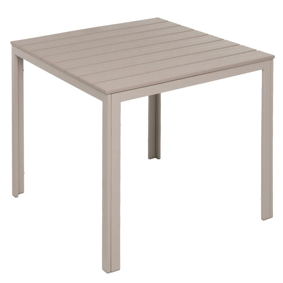 Tavolo da giardino in acciaio Beige con Doghe Effetto Legno Tortora