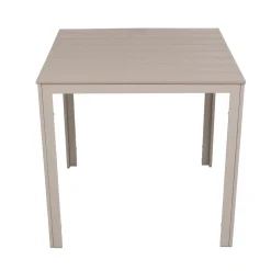 Tavolo da giardino in acciaio Beige con Doghe Effetto Legno Tortora
