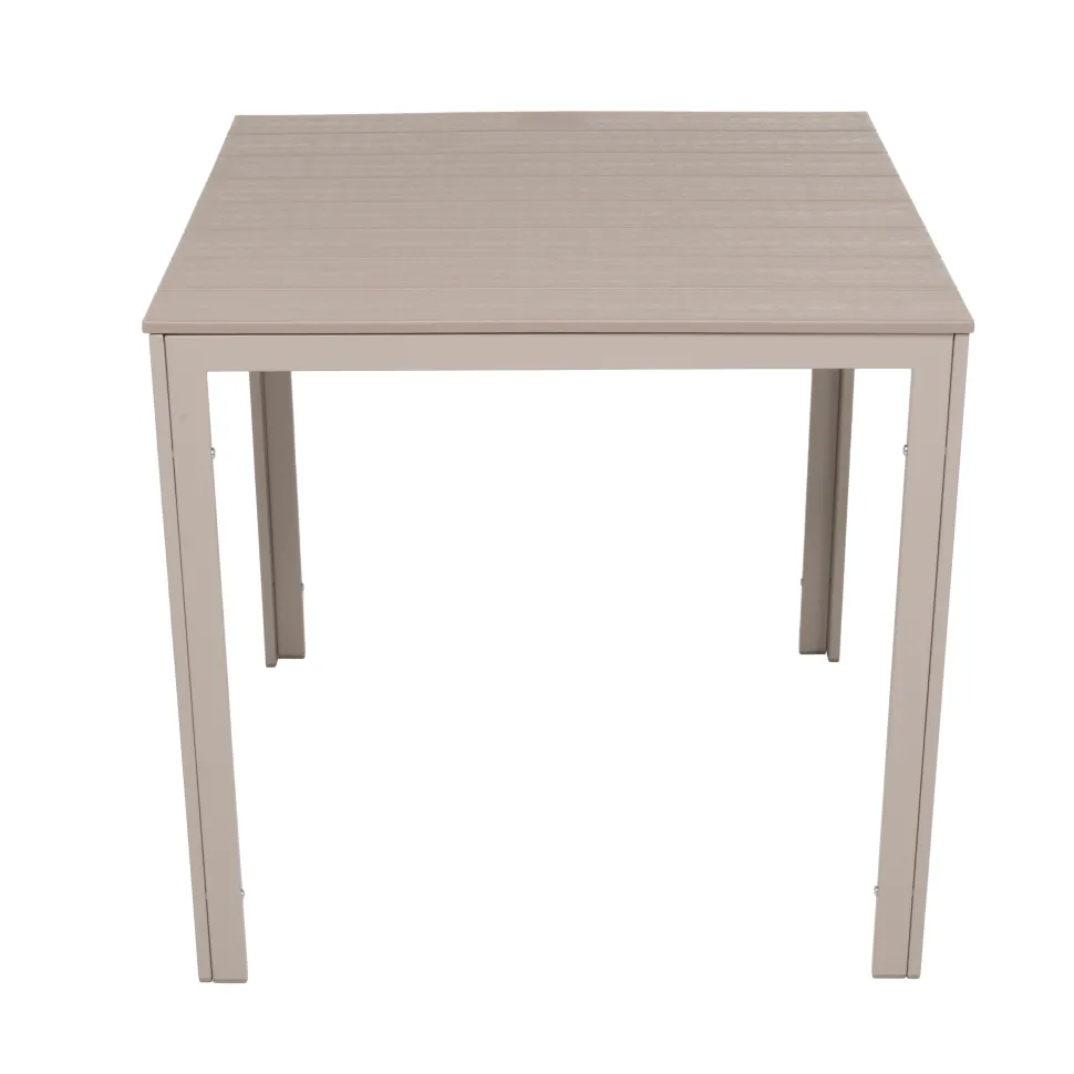 Tavolo da giardino in acciaio Beige con Doghe Effetto Legno Tortora