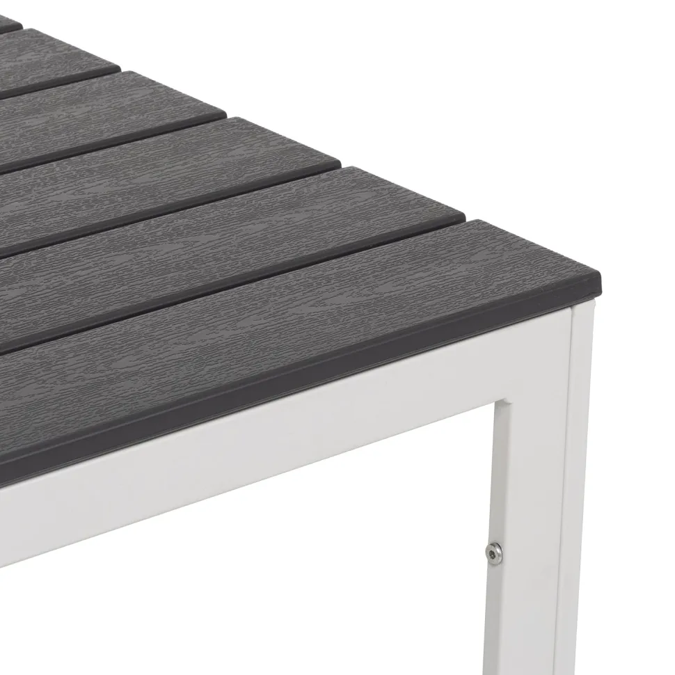 Tavolo da giardino in acciaio Bianco con Doghe Effetto Legno Antracite
