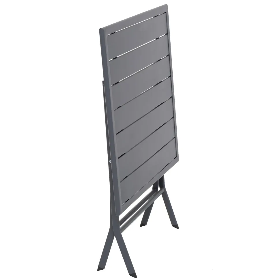 Tavolo da giardino pieghevole Quadrato in acciaio Grigio 60x60 cm