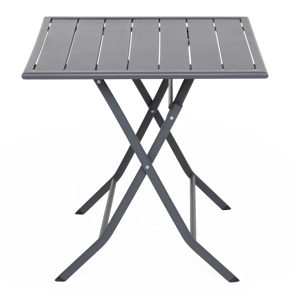 Tavolo da giardino pieghevole Quadrato in acciaio Grigio 60x60 cm