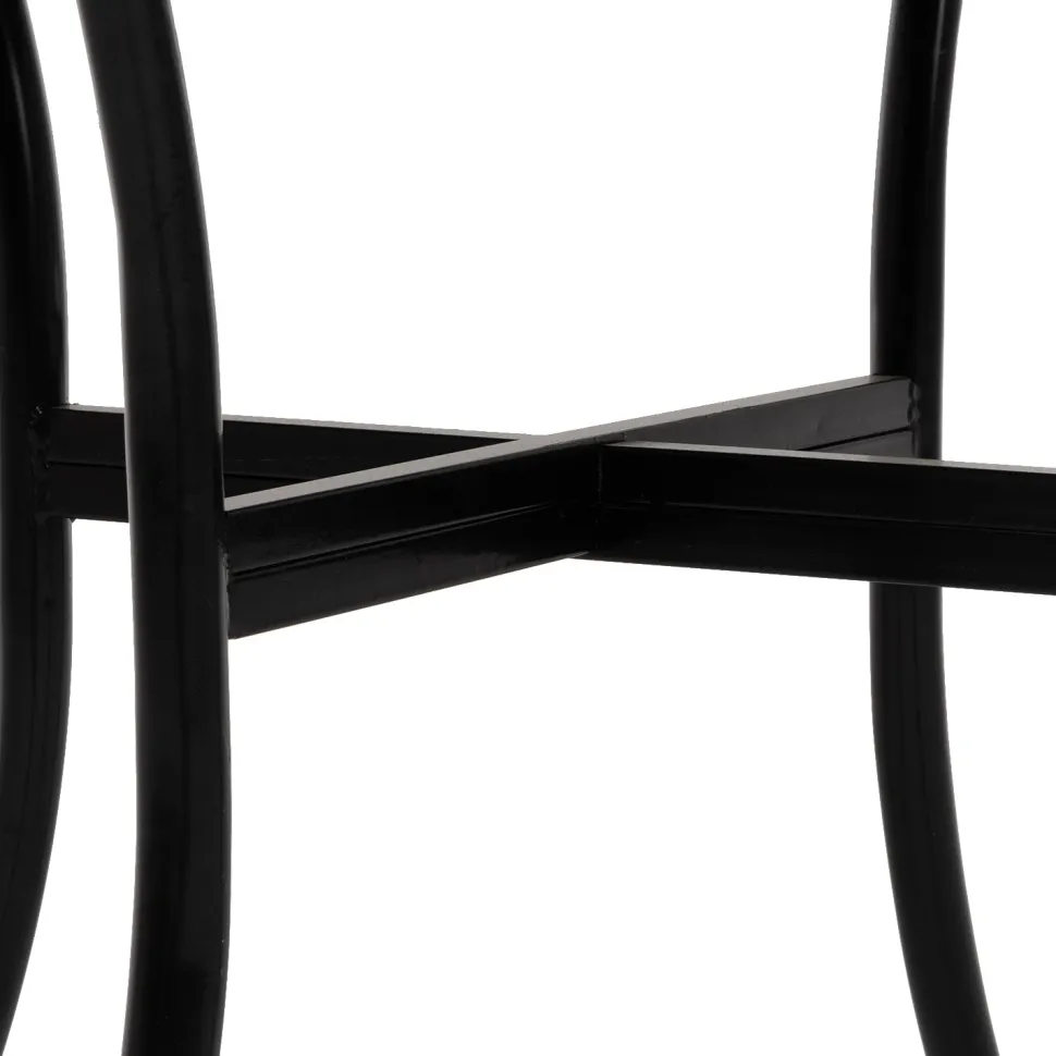 Tavolo Tondo in metallo nero con top maioliche
