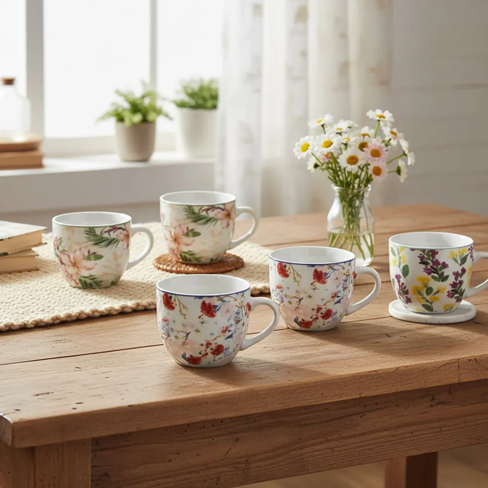 Tazzine da caffè in Porcellana Decorata Multicolor 9 cl