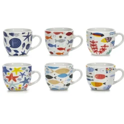 Tazzine da caffè in Porcellana Decori Marini Multicolor 9 cl