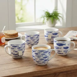 Tazzine da caffè in Porcellana Decoro Marino Blu 9 cl