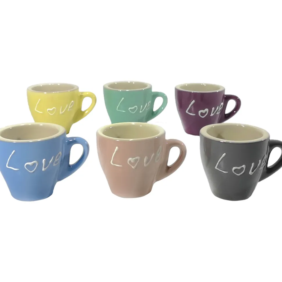 Tazzine da caffè in stoneware Love 9 cl