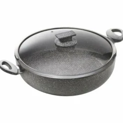 Tegame antiaderente 2 maniglie con coperchio in vetro Regina di pietra Induction diametro 32 cm
