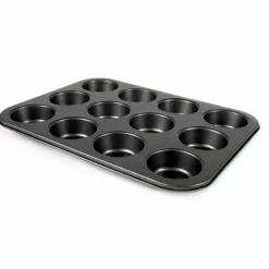 Teglia Antiaderente 12 Stampi in Acciaio Muffin e Cupcake