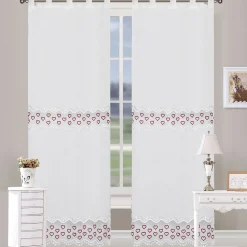 Tenda Agata con ricamo coppia 2 pezzi