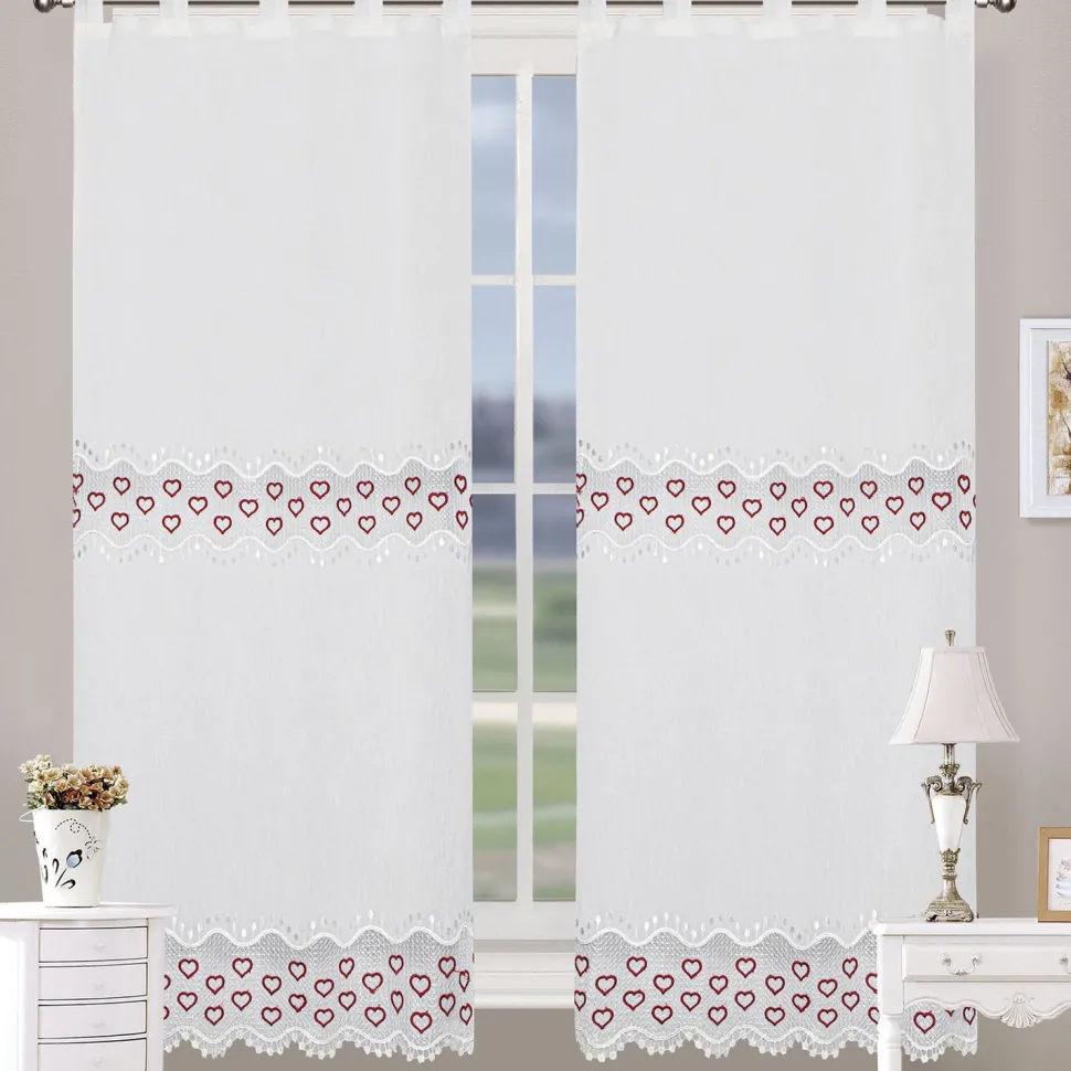 Tenda Agata con ricamo coppia 2 pezzi 70x150 cm