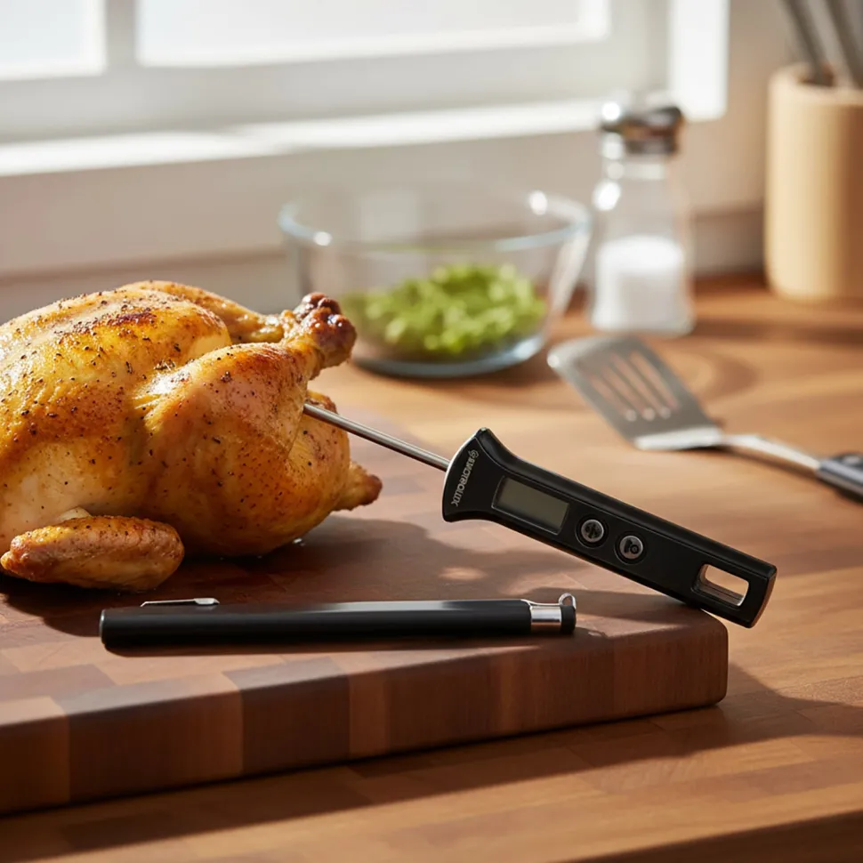 Termometro da Cucina Digitale in Acciaio Inox con Display LCD Nero